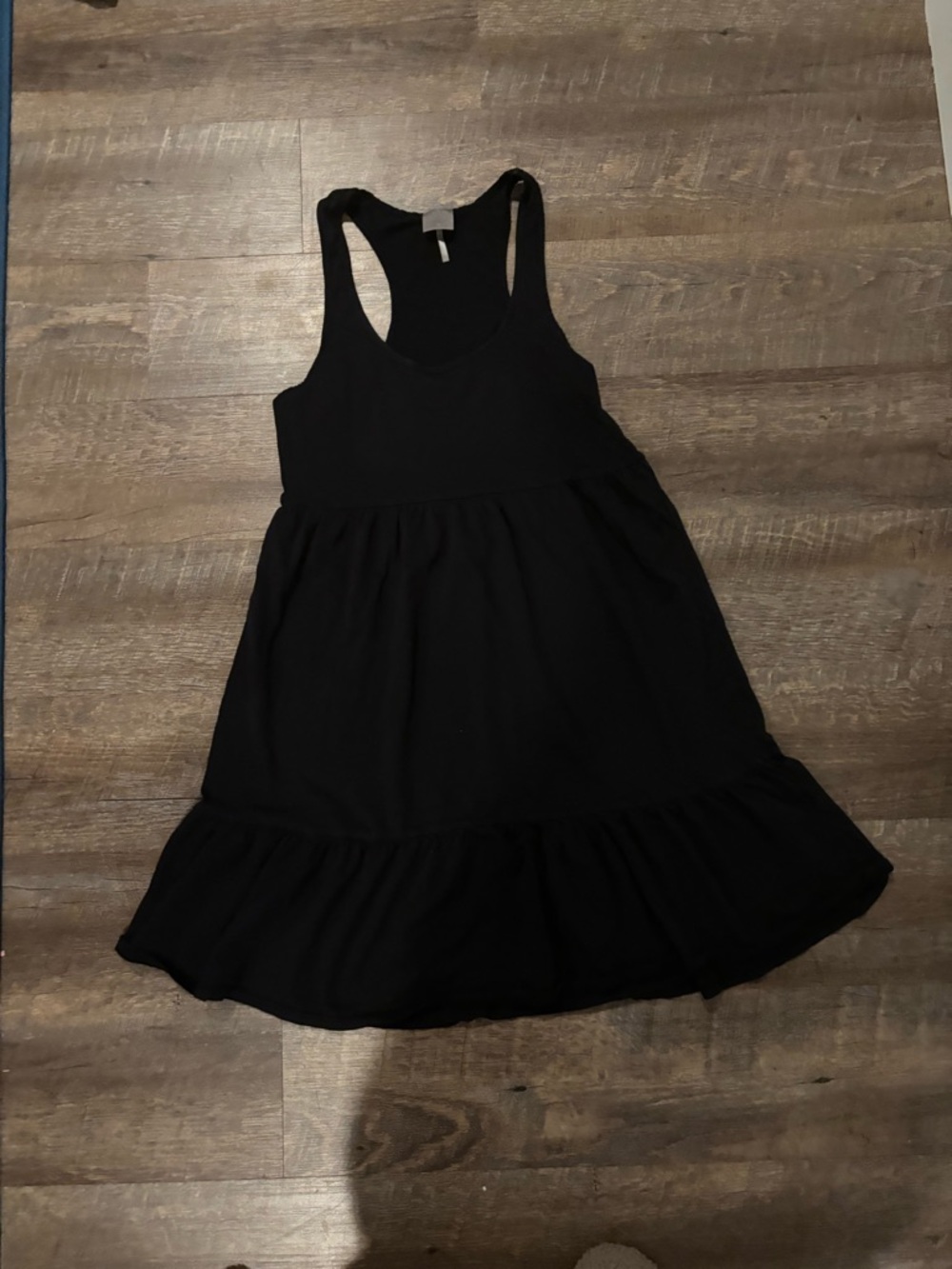 bobi Los Angeles Black Racerback Tiered Mini Dress Size M